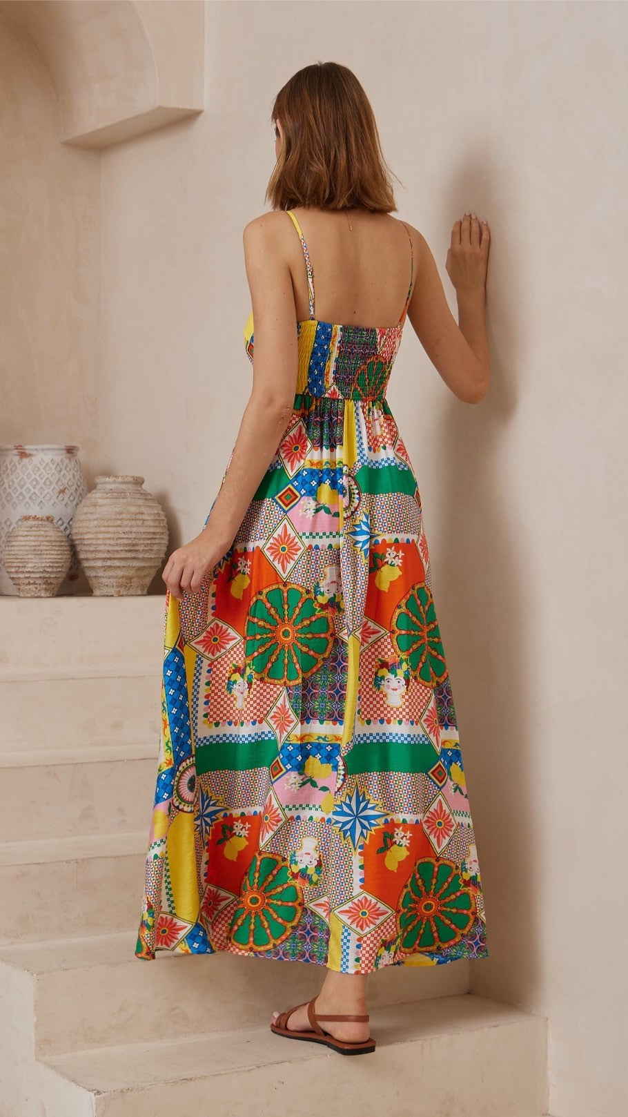 Vibrant Patchwork Print Maxi Dress