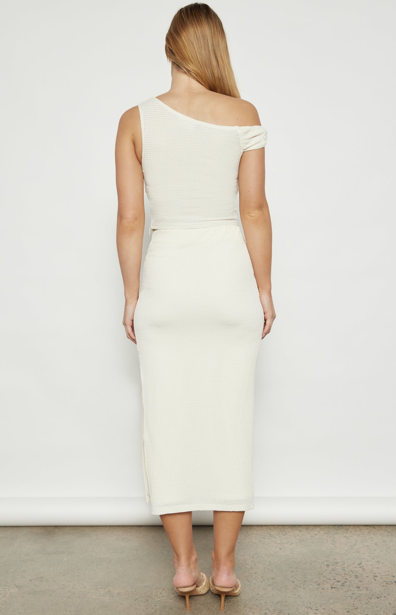 One-Shoulder Knit Top & Midi Skirt Set