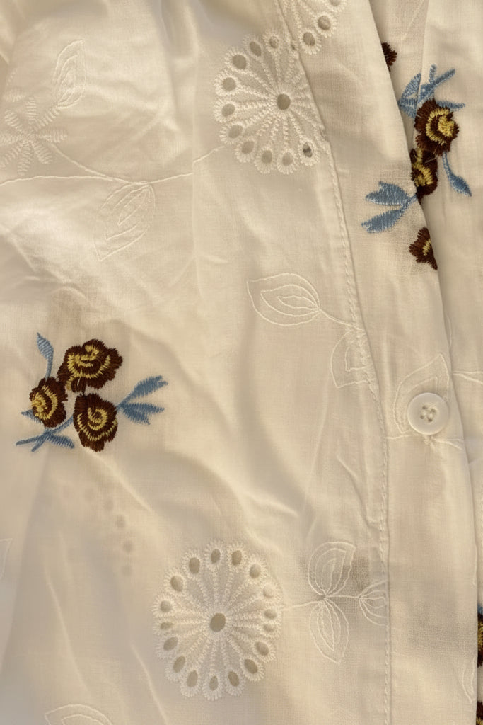 Garden Eyelet Embroidered Shirt - fabric detail close-up