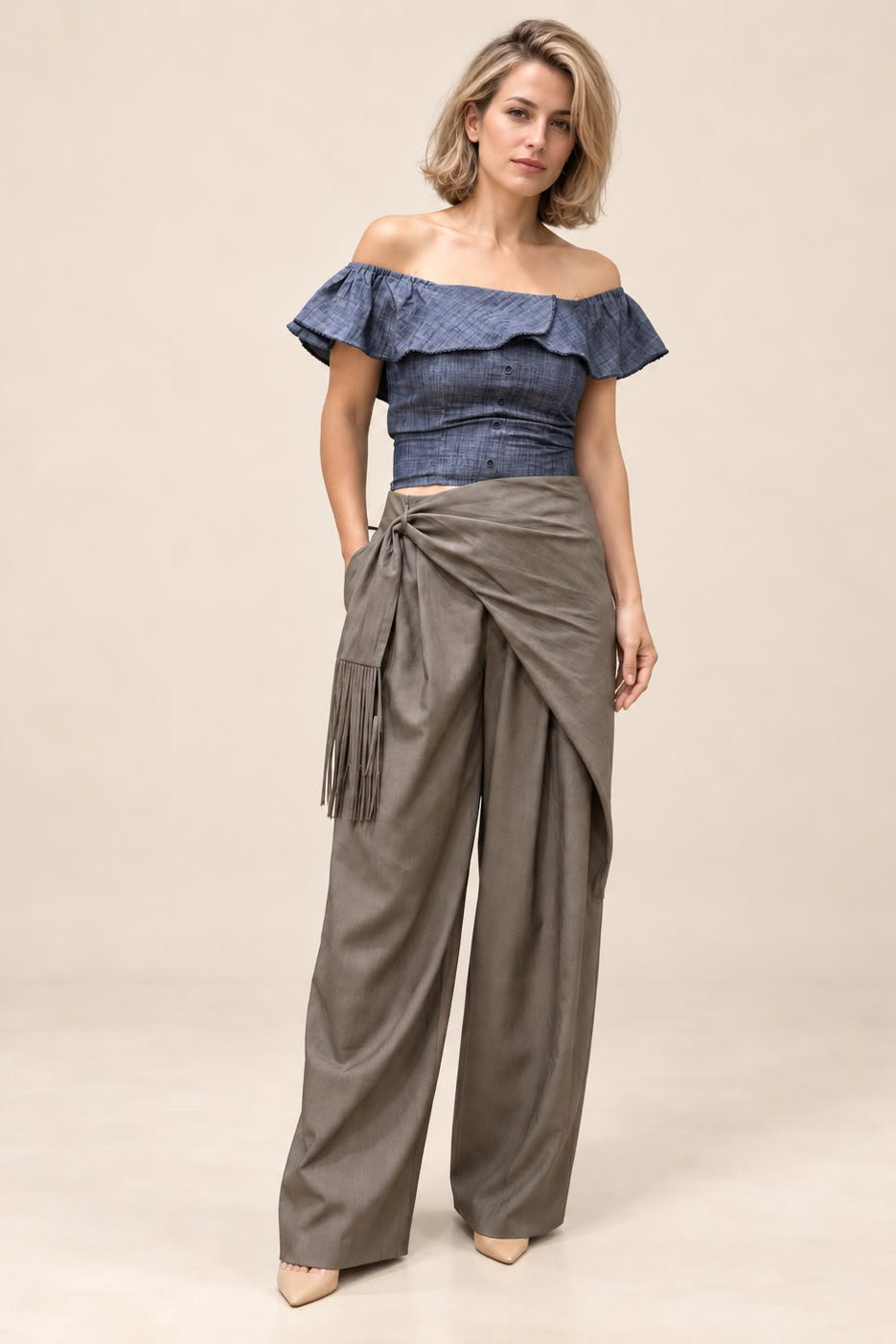 Adele Indigo Off-Shoulder Top