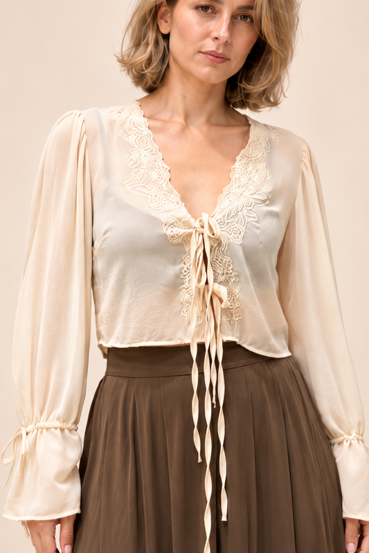 Amélie Lace Tie Blouse