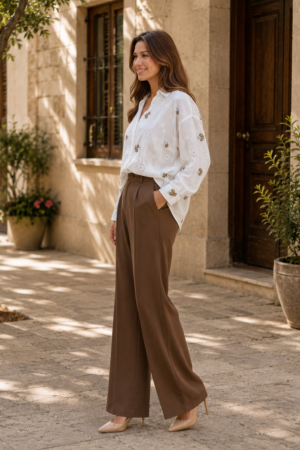 Garden Eyelet Embroidered Shirt - side profile view
