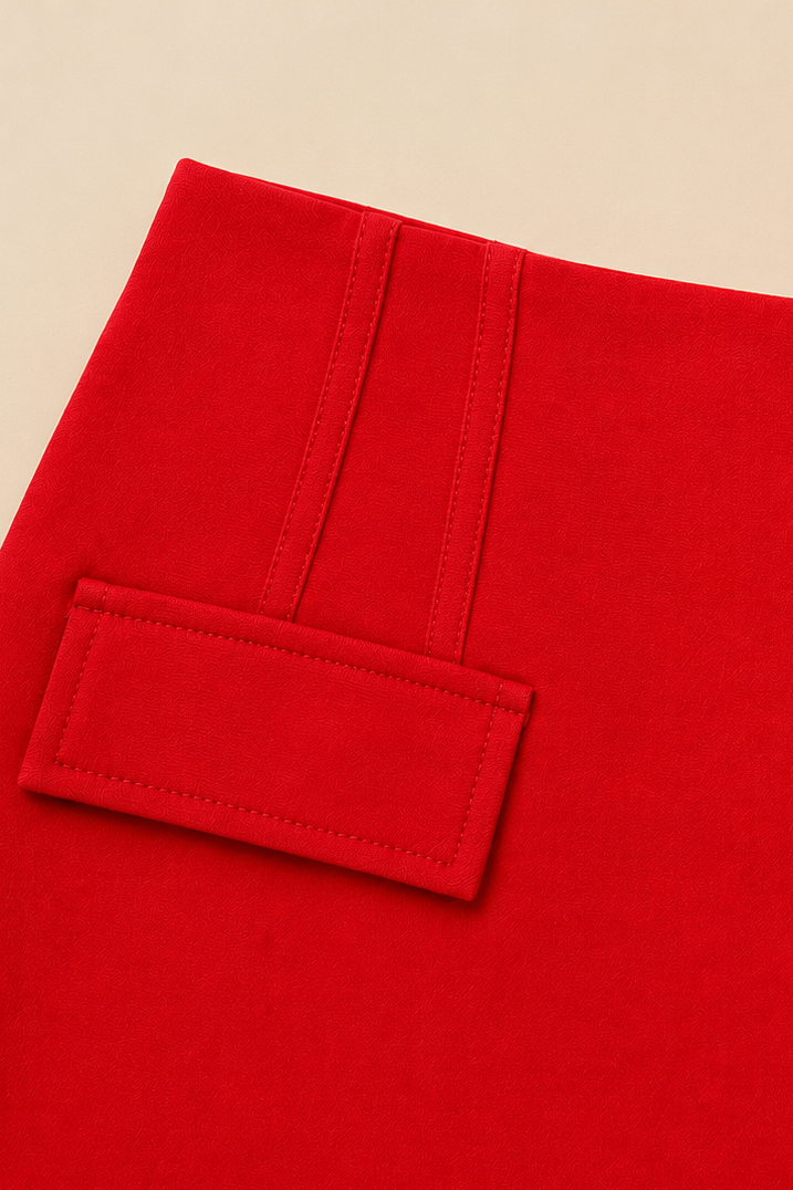 Red Utility Pocket Mini Skirt