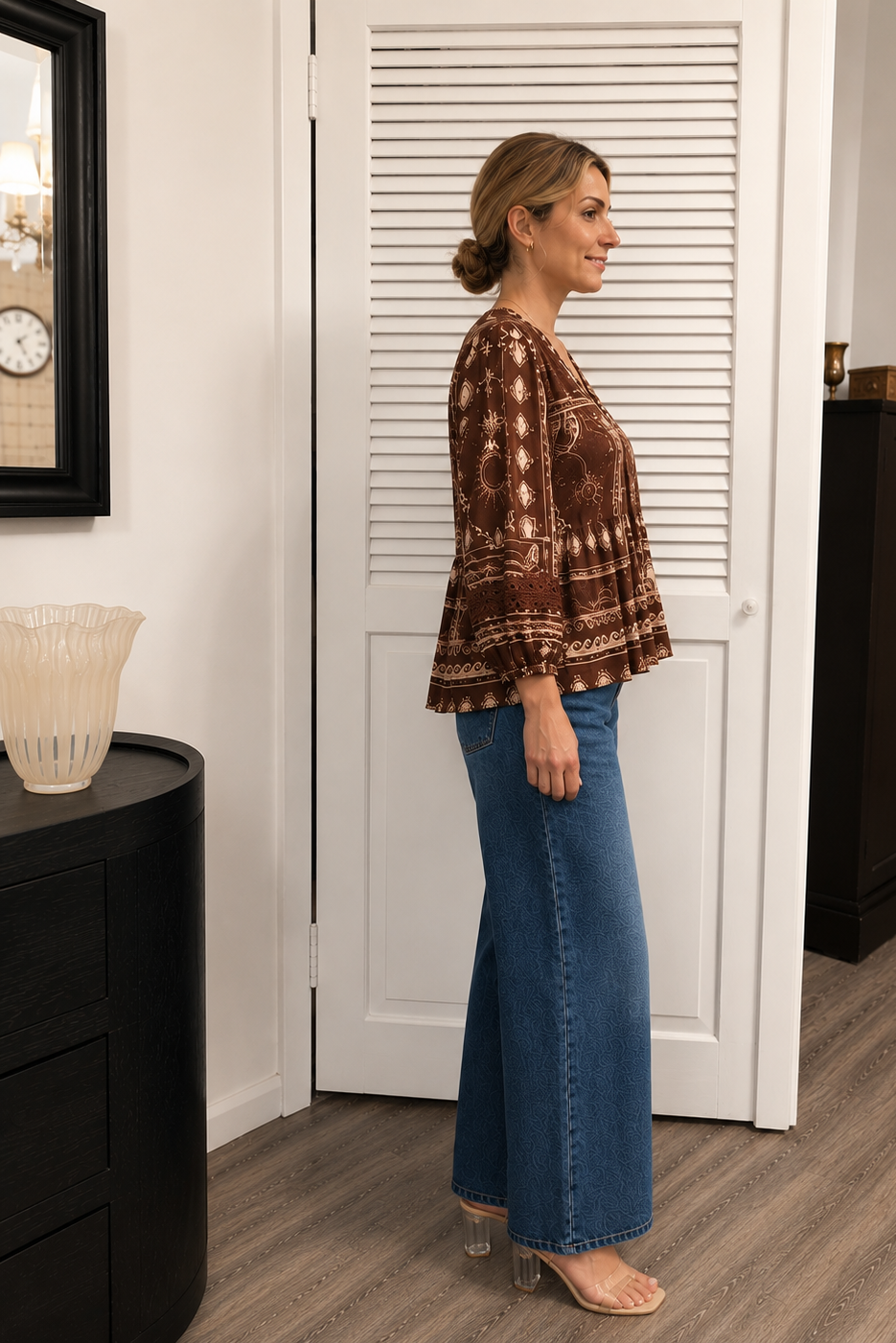 Celeste Celestial Print Peplum Top