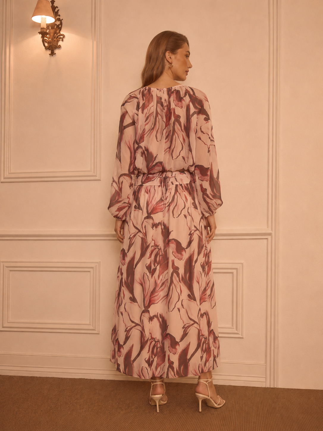 Petal Print Chiffon Two-Piece Set