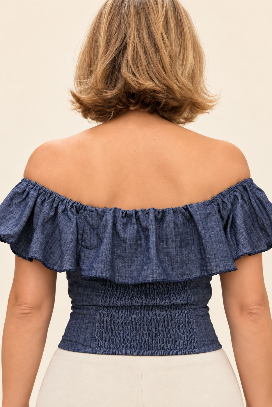 Adele Indigo Off-Shoulder Top