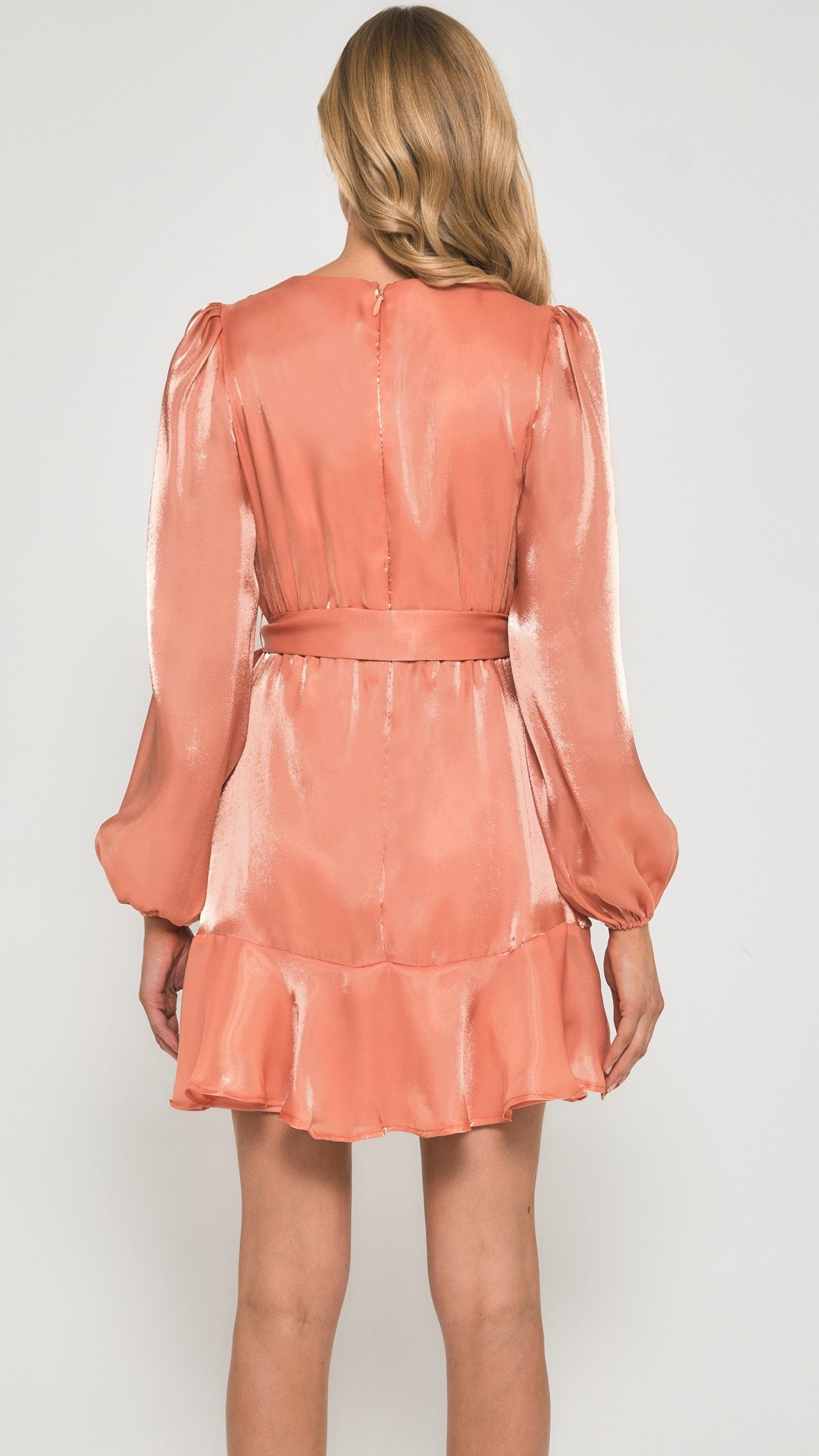 Peach Shimmer Wrap Dress