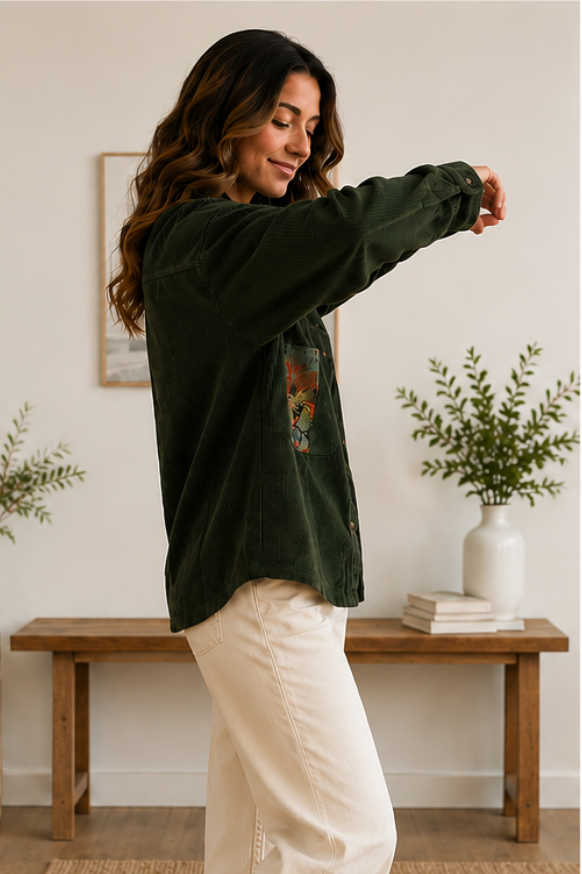 Forest Bloom Corduroy Shacket