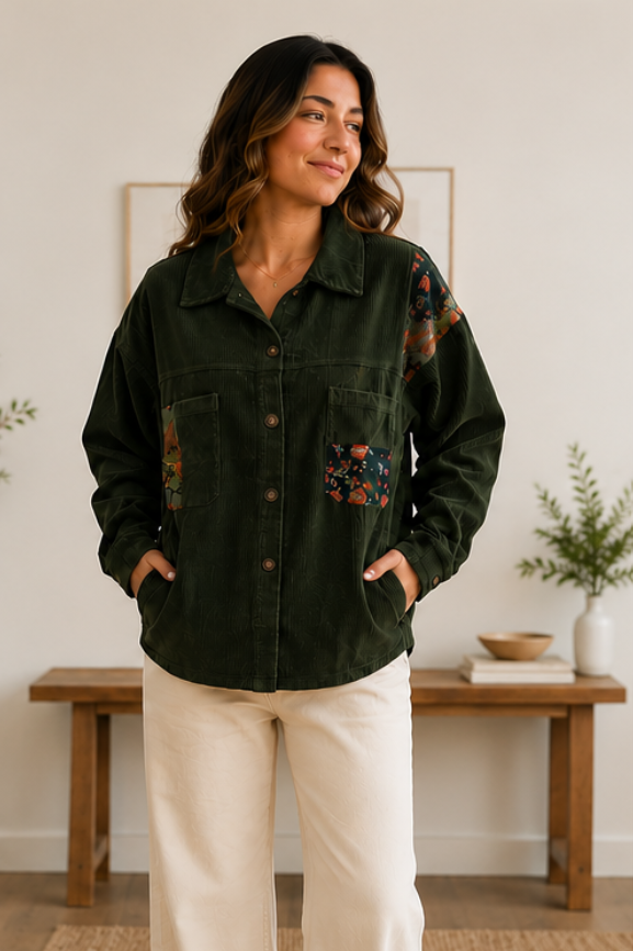 Forest Bloom Corduroy Shacket