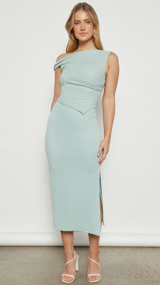 One-Shoulder Knit Top &amp; Midi Skirt Set