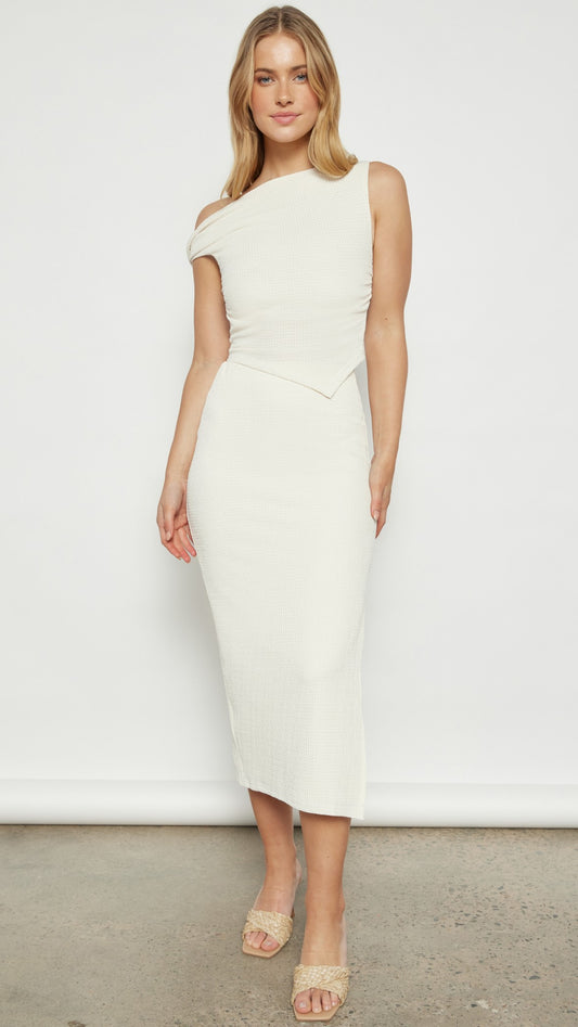 One-Shoulder Knit Top &amp; Midi Skirt Set