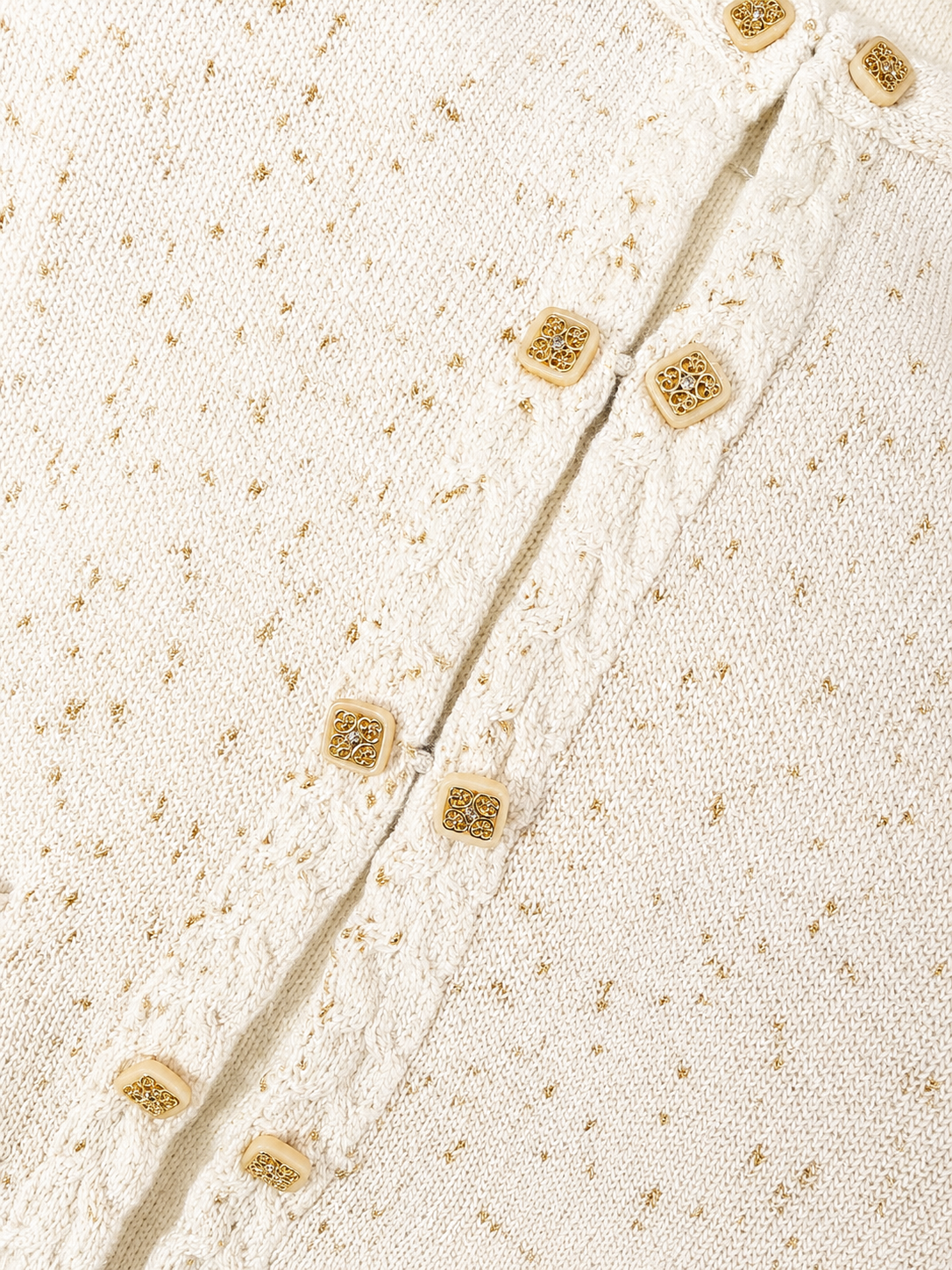 Ivory Textured Knit Jacket & Mini Skirt Set
