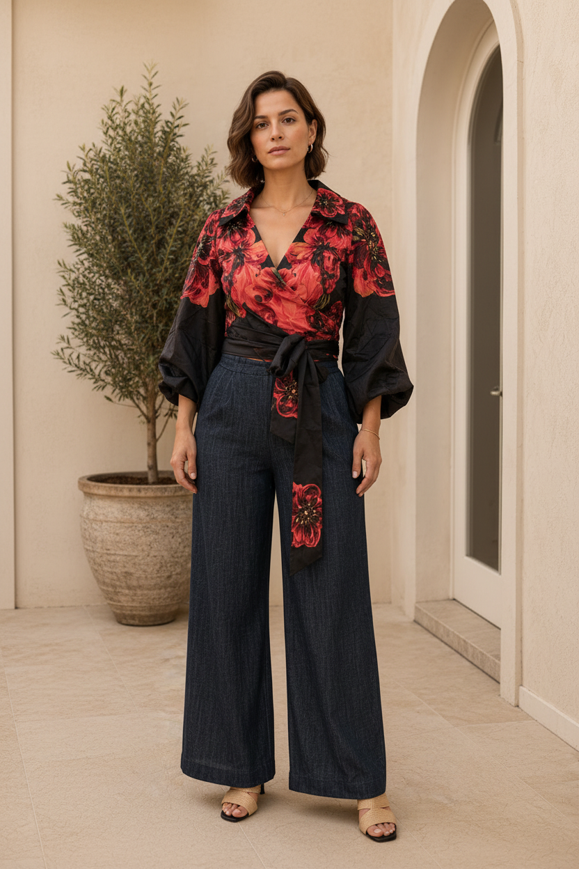 Shani Satin Wrap Top