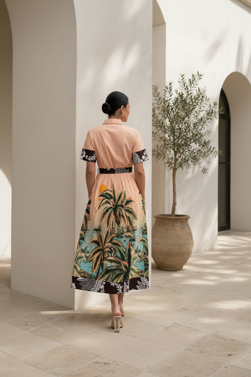 Tropical Print Dress – Back View Fixed
