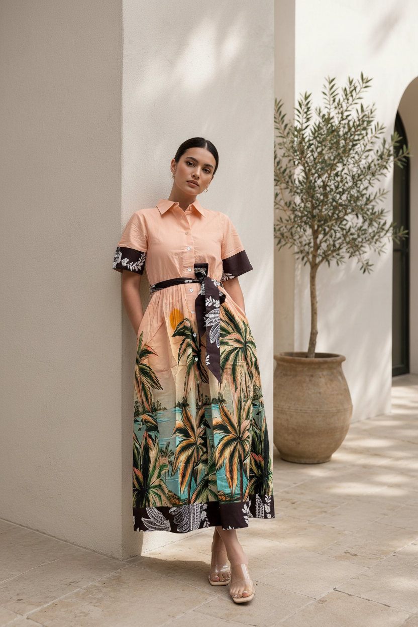 Tropical Print Dress – Resort Setting