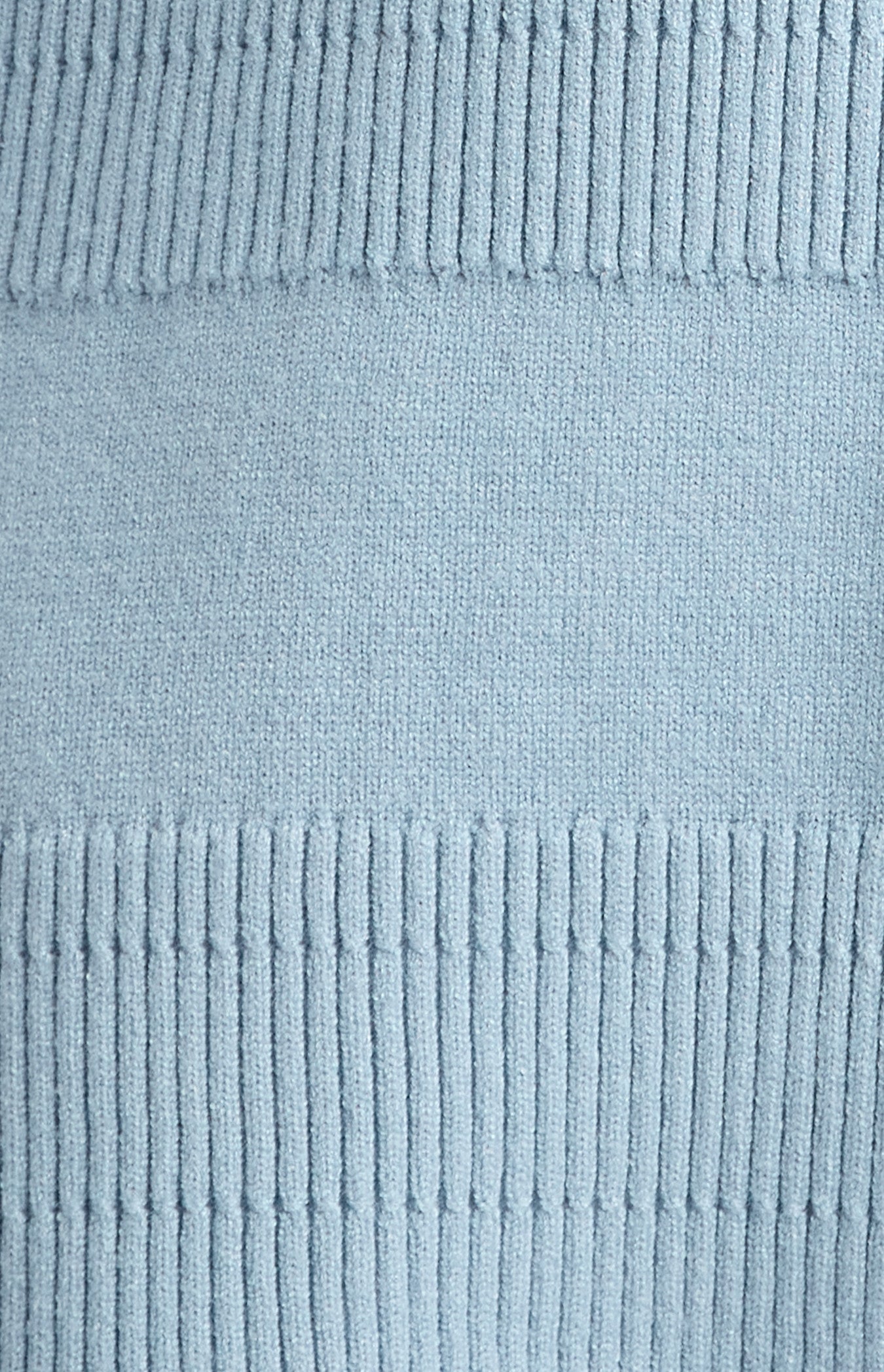 Blue Grey Ribbed Knit Belted Mini Dress - Front View